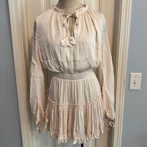 NEW Reset by Jane Small Ivory Satin Mini Dress ~ Feminine Party Ruffle Hem